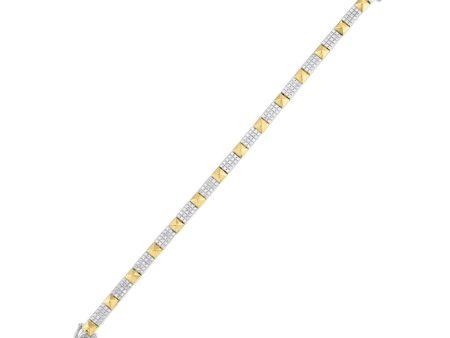 Geometric Two Tone Yellow and White Gold Diamond Cluster Tennis Bracelet, 2.0 cttw Online Hot Sale