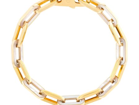 14K Mother of Pearl Paperclip Gem Link Bracelet For Cheap