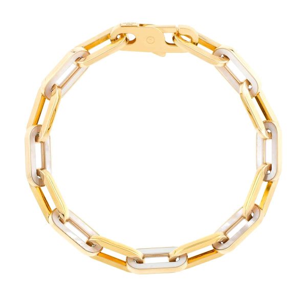 14K Mother of Pearl Paperclip Gem Link Bracelet For Cheap