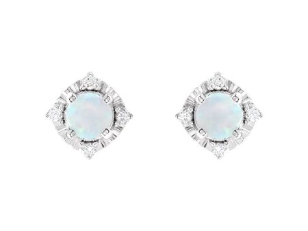 Lab Created Opal Earrings with Diamonds Fashion