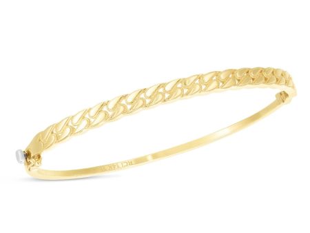 Cuban Fixed Link Hinged Bangle Bracelet For Sale