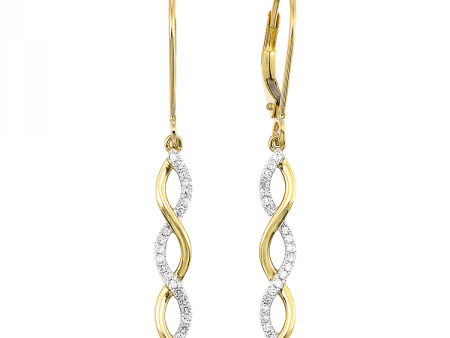 Infinity Twist Diamond Dangle Earrings in 14k Yellow Gold For Cheap