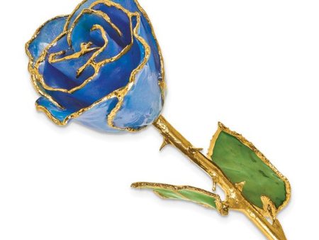 Birthstone Tanzanite Colored Rose for December with Gold Trim For Discount