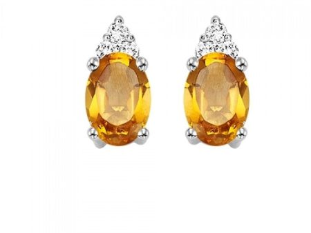 Citrine Stud Earrings with Diamonds Supply