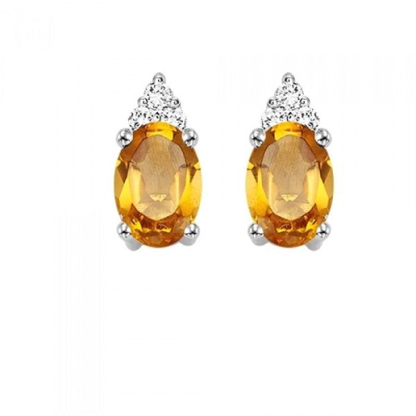 Citrine Stud Earrings with Diamonds Supply