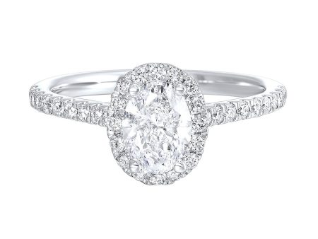 Oval Cut Lab Created Diamond Engagement Ring with Halo For Discount