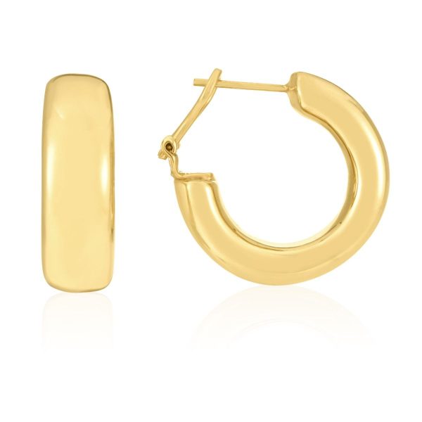 C-Hoop Round Earrings in 14k Yellow Gold Online Sale