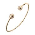 Modern Yellow Gold Diamond Beaded Bangle Bracelet with Hexagonal Studs, 0.25 cttw Cheap