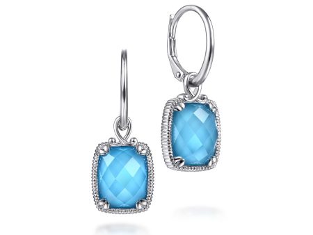 Turquoise Earrings with Rock Crystal Overlay on Sale