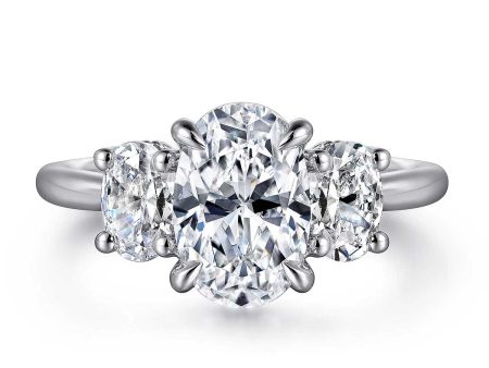 Charisa Oval Diamond Engagement Ring with Hidden Halo and Side Diamonds in White Gold Sale