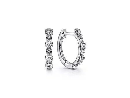 Tapered Pave Diamond Huggie Earrings in White Gold, 0.20 cttw Discount