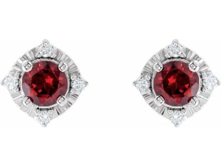 Garnet Earrings with Diamonds Hot on Sale