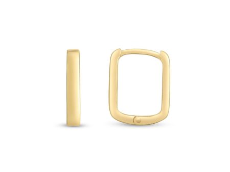 Square Paper Clip Huggie Earrings in Yellow Gold Sale