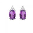 Amethyst Stud Earrings with Diamonds Online Hot Sale