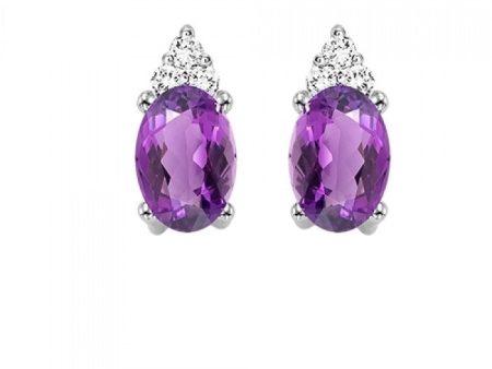 Amethyst Stud Earrings with Diamonds Online Hot Sale