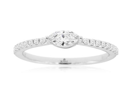 Marquise Diamond and Pave Engagement Ring, 0.42cttw For Sale