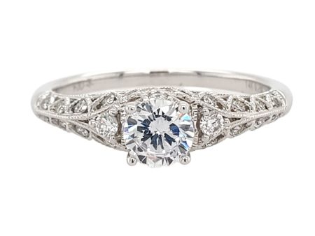 Art Deco Inspired Diamond Engagement Ring Setting with Hidden Halo and Milgrain Detail Cheap