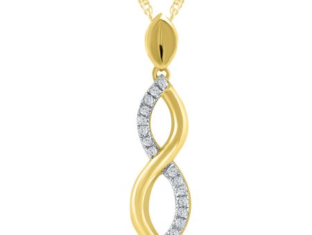 Yellow Gold Diamond Curved Infinity Pendant Necklace, 0.05 cttw Online now