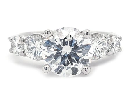 Five Stone Lab-Created Round Brilliant Cut Diamond Engagement Ring in White Gold, 3.0 cttw Cheap