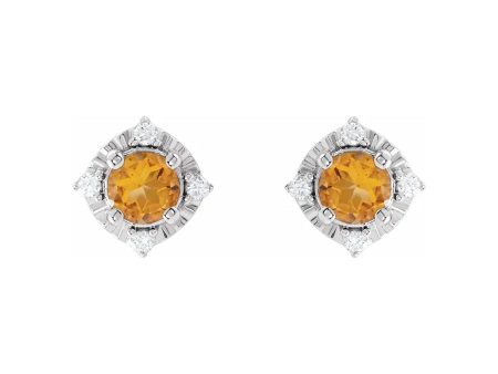 Citrine Earrings with Diamonds For Cheap