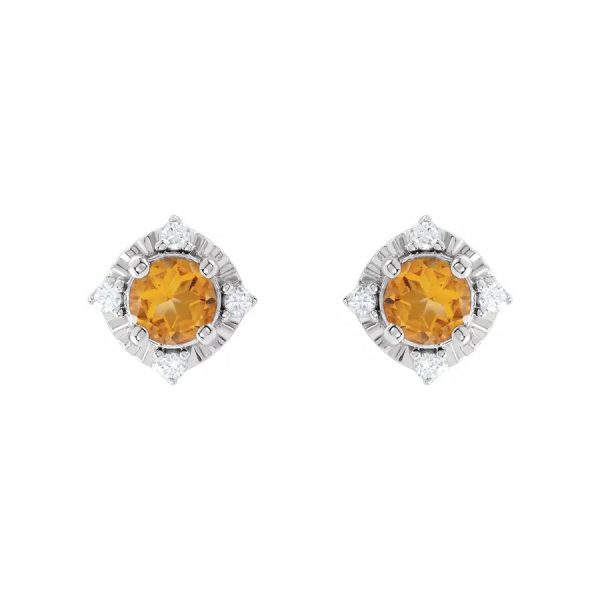 Citrine Earrings with Diamonds For Cheap