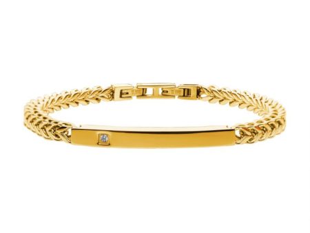 18K Gold Plated Diamond Franco Chain Miami Cuban ID Bracelet For Sale