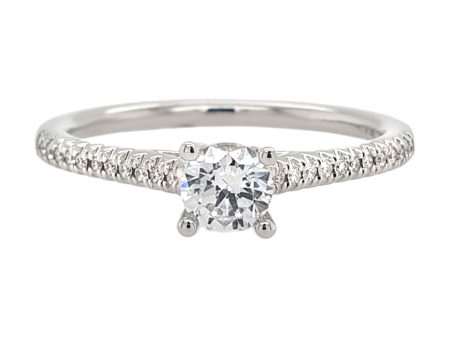 4-Prong Cathedral Style Diamond Engagement Ring Setting with Pave Band Online Sale