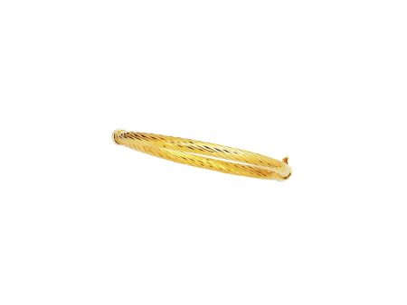 Twist Design Hinged Bangle Bracelet in 14k Yellow Gold For Discount