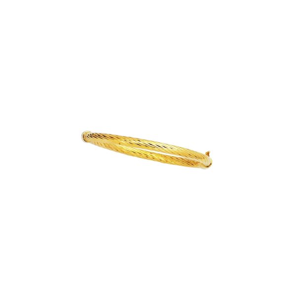 Twist Design Hinged Bangle Bracelet in 14k Yellow Gold For Discount