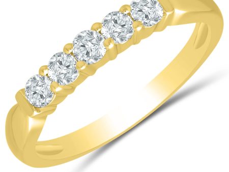 Charming Prong Set 5 Diamond Anniversary Band in Yellow Gold, 0.33cttw Discount