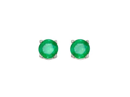 Emerald Stud Earrings in White Gold Supply