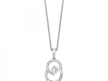 Diamond Double Circle Interlock Pendant Necklace set in White Gold, 0.25 cttw Cheap