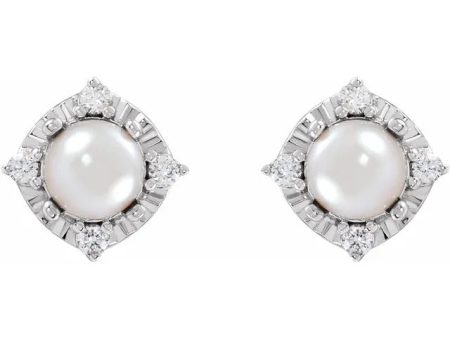 Freshwater Pearl Earrings with Diamonds Sale