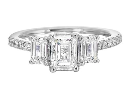 3-Stone Emerald Cut Lab Created Diamond Engagement Ring, 1.74 ctw. Cheap