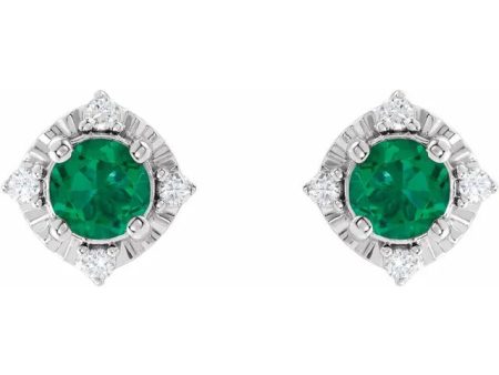 Lab Created Emerald Earrings with Diamonds Online