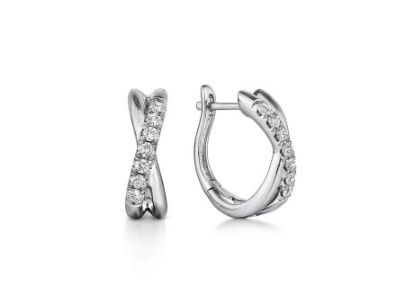 White Gold Diamond Twist Huggie Earrings, 0.21 cttw Online Hot Sale