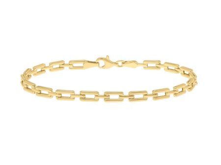 Rectangular Deco Link Bracelet in 10k Yellow Gold For Discount