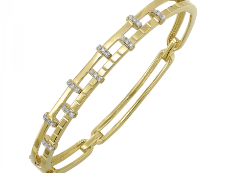 Geometric Diamond Bangle Bracelet in 14k Yellow Gold, 0.33 ctw Hot on Sale