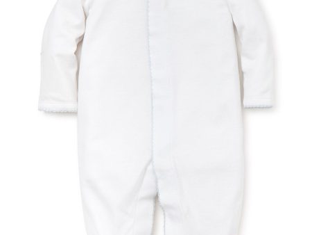 Kissy Kissy Footie-White w Blue Trim Online Sale