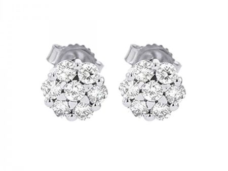 Timeless Round Cut Diamond Cluster Stud Earrings, 0.50 cttw on Sale