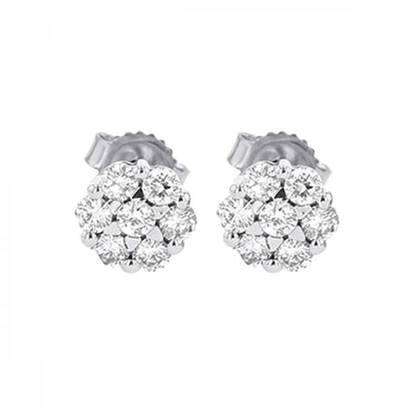 Timeless Round Cut Diamond Cluster Stud Earrings, 0.50 cttw on Sale