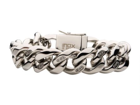 Stainless Steel Cuban Link Bracelet with Diamonds on Sale