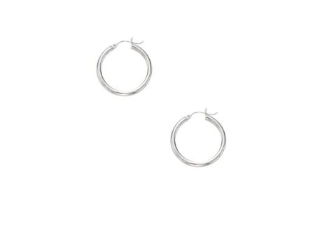 14k White Gold Hoops, 25mm Hot on Sale