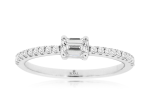 Emerald Cut Diamond Pave Engagement Ring in 14k White Gold, 0.42cttw Online