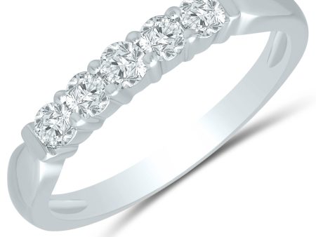 Charming Prong Set 5 Diamond Anniversary Band in White Gold, 0.33cttw Online Sale