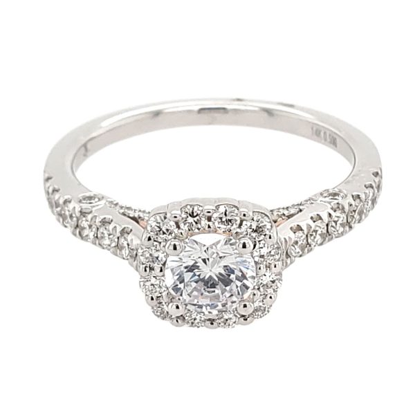 Cushion-Shaped Halo Diamond Engagement Ring Setting, 0.5cttw Online Sale