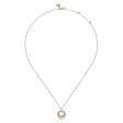 Leaf Shaped Diamond Circle Pendant Necklace in Yellow Gold, 0.11 cttw on Sale