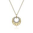 Leaf Shaped Diamond Circle Pendant Necklace in Yellow Gold, 0.11 cttw on Sale