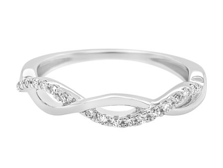 White Gold Diamond Infinity Twist Band Ring, 0.10 cttw Cheap