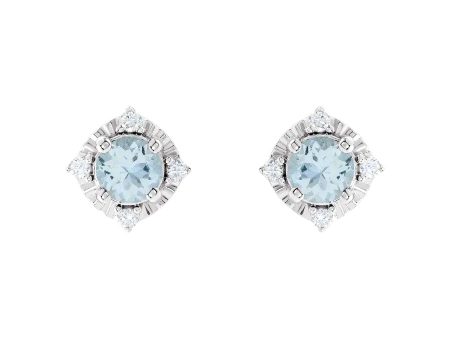 Aquamarine Earrings with Diamonds Online Hot Sale